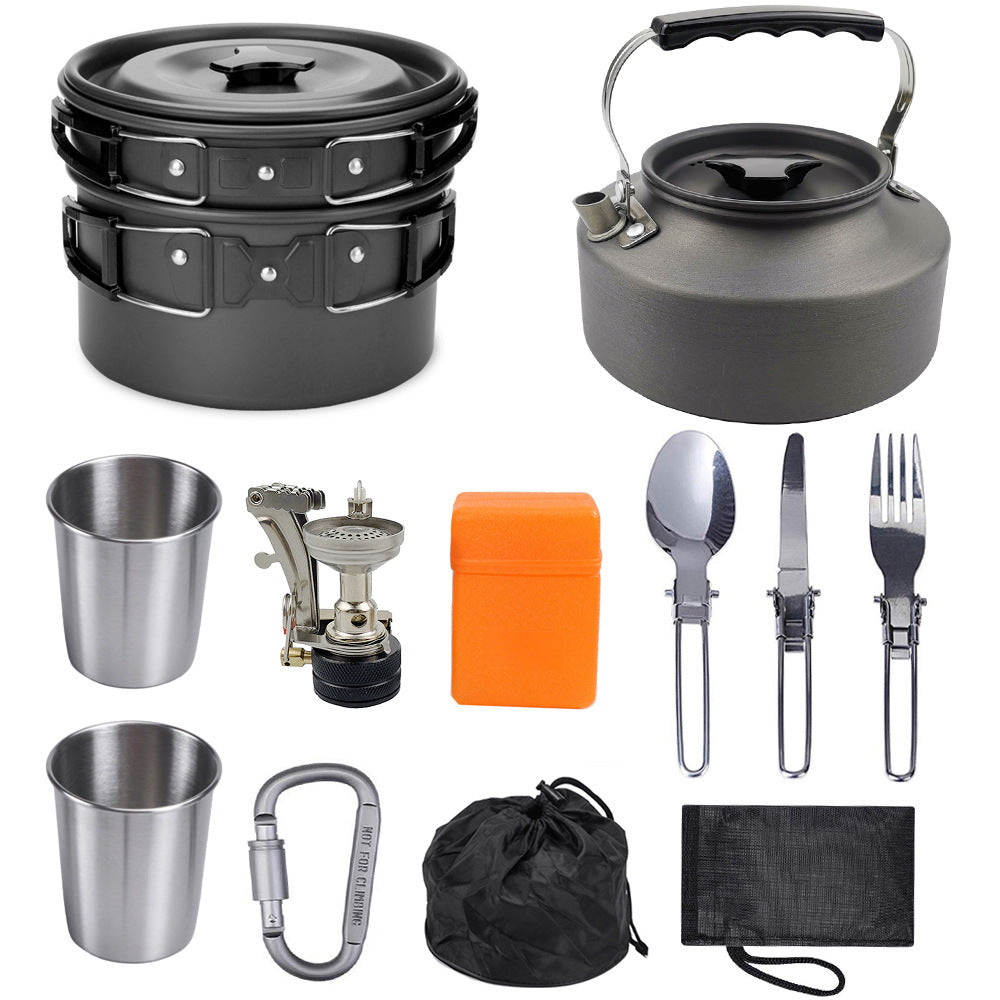 Complete Outdoor Cookware Set for Camping and Hiking - Portable and Durable