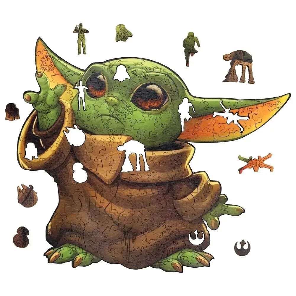 3D wooden puzzle of Baby Yoda AE-Onlineshop