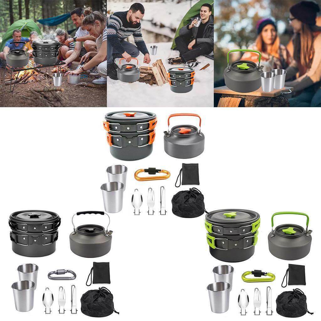 Outdoor Portable Cookware Mess Kit for Camping, Hiking and Picnic